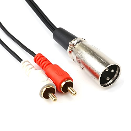 SiYear XLR Y Splitter Patch Cable, 1 XLR male to 2 RCA Male Plug Adapter Cable, 3 pin xlr mic splitter,rca phono line ,2RCA to XLR 5FT (1.5m)