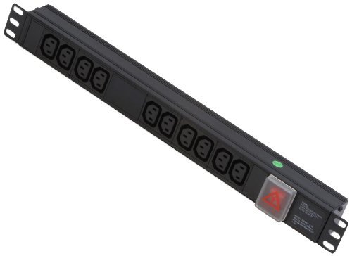 LINDY 1U 10 Way Horizontal Mount PDU IEC C14 Male to 10 x IEC Mains Sockets - Switched 3m