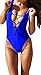 Zero City Women's Monikini Swimsuit One Piece Sexy Cute Bathing Suits Lace-up U Back, Royal Blue, X-Large