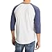 Men's Plain Baseball Athletic 3/4 Sleeve 100% Cotton Tee Shirt (Large, White/Navy)