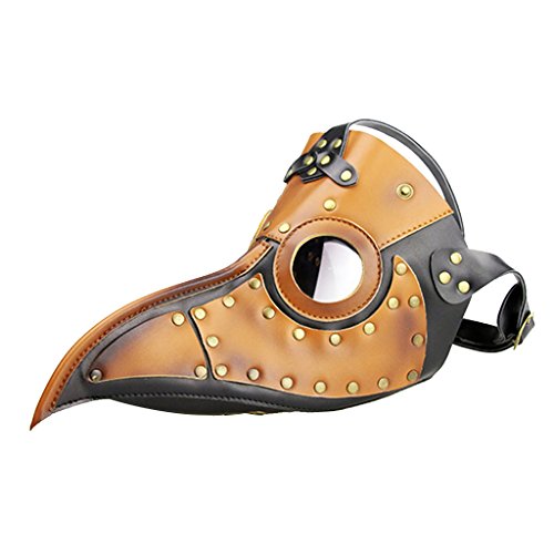 Dovewill Plague Doctor Mask Birds Long Nose Beak PU Leather Steampunk Halloween Mask