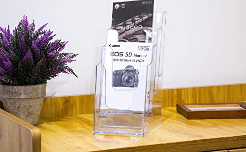 MaxGear 4-Inch Wide 4 Tier Clear Acrylic Brochure Holder,Wall Mount or Counter Top Use(4 Pack)
