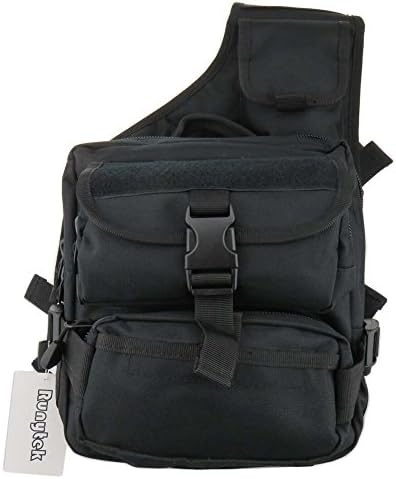 Runytek Tactical Chest Pack Military MOLLE Shoulder Bags Single Shoulder Bag for Camping, Hiking, Trekking, Motorcycle, Riding Bicycle (Black)
