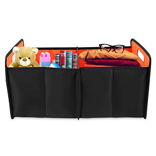 COCOBELA Car Trunk Organizer, Collapsible Auto Trunk Organizer Storage Bin, Portable Grocery Cargo Container with Two Large Compartments for SUV, Vehicle, Truck - Thumbnail 3