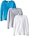Clementine Big Girls' Everyday Long Sleeve Tee Assorted 3 Pack, White/Grey/Turquoise,Large (10-12)