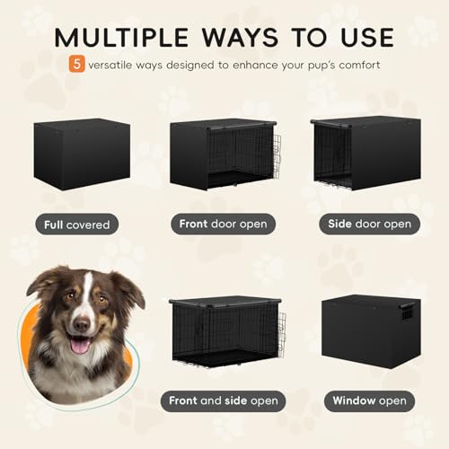 Iubyceh 30 Inch Heavy Duty Dog Crate Cover, Waterproof Oxford Fabric Pet Cage Cover, Universal Fit Wire Kennel with Ventilation Window for Indoor Outdoor Use, Black