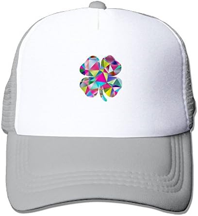 FTR26S Prismatic Triangle Four Leaf Clover Printing Unisex Adult Funny Mesh Trucker Cap Hat Snap Back Meshback Cap Adjustable