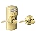 Schlage FE575 CAM 505 ACC Camelot Keypad Lock with Accent Lever, Auto-Lock, Electronic Keyless Entry, Bright Brass