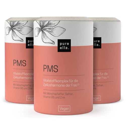 Pure Ella Vitalstoffkomplex für Frauen - 180 Kapseln - Enthält Mönchspfeffer, Frauenmantel, Safran, Vitamin C, B6 & Zink - Für die Zeit vor der Menstr