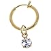 Gold Color Clear Drop Fake Belly Button Ring-Clip On Hoop Earring Non Pierce-5/16 inch-8mm