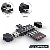 SD/Micro SD Card Reader,Micro USB OTG to USB 2.0 Adapter with Standard USB Male & Micro USB Male Connector for Smartphones/Tablets with OTG Function