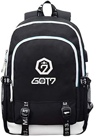 Xennos Backpacks - New Kpop Seventeen Korean Stream Combination GOT7 Periphery Same Paragraph Canvas Bag USB Rechargeable Backpack - (Color: GOT7)