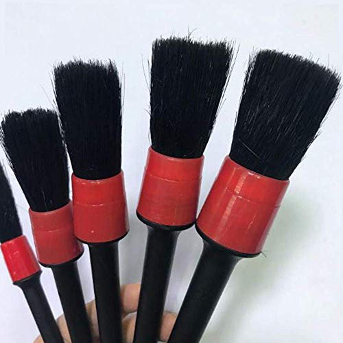 ZYTC Car Detailing Brush Auto Detail Brush Set of 5 Boar Hair Automotive Detail Brushes Kit for Cleaning Car Interior Exterior, Vehicles Wheels Leather Engine Dashboard