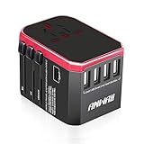 Anwaii Travel Adapter and Converter, International Travel Plug Adapter with 5.6A 5 USB power adapter, 3.0A Type-C Universal Power Adapter For USA EU UK AUS Hair Dryer Laptop Cell Phone