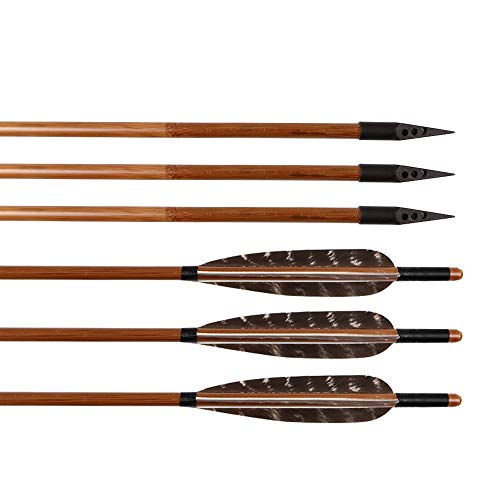 image for Huntingdoor 12 Pack 31 inch Bamboo Shaft Archery Hunting Arrows Fletch
