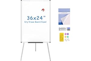 VIZ-PRO Light Magnetic Tripod Whiteboard/Flipchart Easel,24" W x 36" L, Include 1 x Flipchart Pad