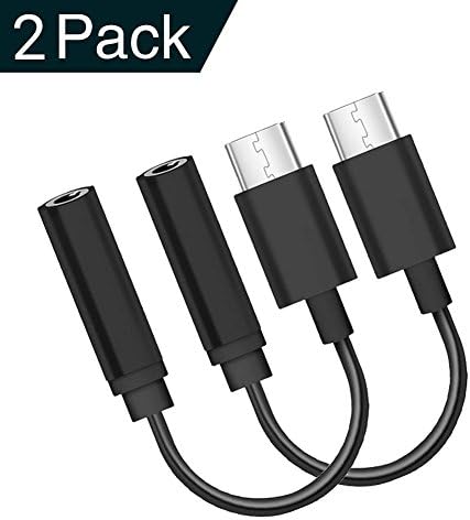 Type C to 3.5mm Headphone Audio Jack Adapter,JANYONE USB-C to 3.5mm Female Aux Microphone Connector Cable for Motorola Moto Z, Le 2 / Le Pro 3,NO FIT FOR PIXEL,HTC. (2PACK BLACK)