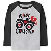 Ohokama Toddler Boys Girls Valentine's Festival Shirt Loved Heart Baby Kids Raglan Long Sleeve Tops 2-7t