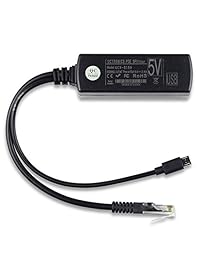 uctronics IEEE 802.3 af Active Splitter PoE Power Over Ethernet 48 V a 5 V 2.4 A Micro USB para tablets, Dropcam o Raspberry Pi, Negro