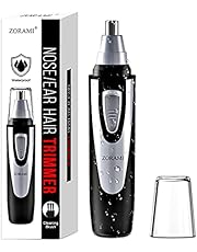 Ear and Nose Hair Trimmer Clipper - 2021 Professional Painless Eyebrow & Facial Hair Trimmer for Men Women, Battery-Operated Trimmer with IPX7 Waterproof, Dual Edge Blades for Easy Cleansing Black
