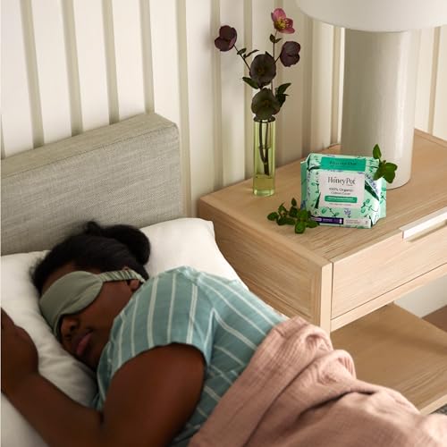 The Honey Pot Company - Herbal Sanitary Pads for Women - Heavy Flow Overnight w/Wings - Infused w/Essential Oils for Cooling Effect & Organic Cotton Cover - Feminine Care - 16 ct
