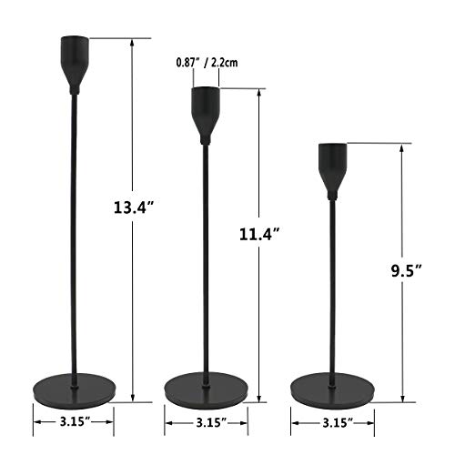 image for WillGail Set of 3 Matte Black Candle Holders for Taper Candles, Modern
