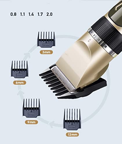 Super Quiet Cordless Battery Electric Hair Cutting Machine Rechargeable Hair Clipper Trimmer Home Barber Clippers Set (Gold)