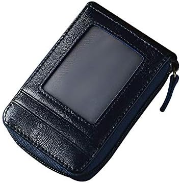 RFID Blocking Credit Card Holders Case Organizer， Genuine Leather Zip Around Security Wallet with ID Window