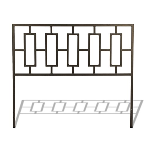 Fashion Bed Group Miami Complete Metal Bed and Steel Support Frame with Geometric Designed Grills and Squared Tubing, Coffee Finish, King