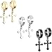 MOWOM Silver Gold Two Tone Black Stainless Steel Hoop huggie Earrings Cross (3 Pairs)