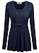 DJT Women's Tunics V-neck Ruffles Long Sleeve Knot Front Draped Shirring Shoulder Blouse Tops