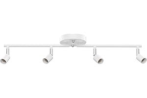 AIBOO Track Lighting Kit, Modern White Ceiling Spot Lighting with Flexibly Rotatable Light Heads, 4 Track Lights for Room/Hallway/Kitchen (GU10 Bulbs Not Included)