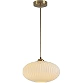 KCO Lighting Mid Century Modern Gold Globe Pendant Lighting Brushed Brass White Opal Glass Pendant Light Antique Farmhouse Si