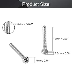 MroMax M2 x 16mm Machine Screws Pan Phillips Cross