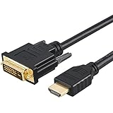 DVI Male to HDMI Male Cable, CableCreation 5 Feet Bi-directional HDMI Male to DVI(24+1) Male Cable, Support 1080P for Raspberry Pi, Roku, Xbox One, Laptop, Graphics Card, Blue-ray, 1.5M/Black