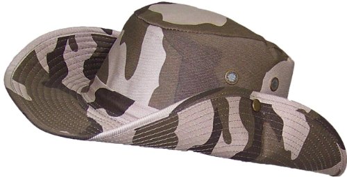 Tropic Hats 2 3/4" Wide Brim Men Safari/Outback Summer Hat w/Snap up Sides - Desert Camo Small