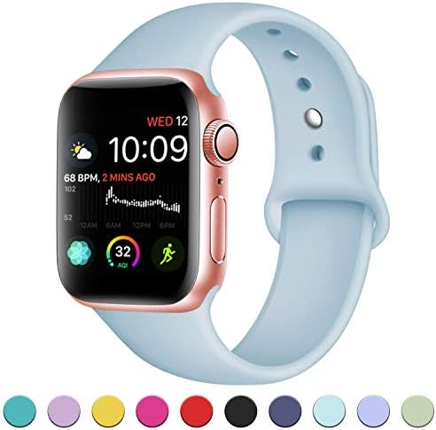 VODKER Compatible with for Apple Watch Strap 38mm 42mm 40m 44mm, Soft Silicone Sport Bands Compatible with for iWatch Series 4 3 2 1