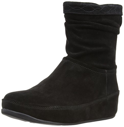FitFlop Women's Zip Up Crush Suede Boot,Black,9 M US