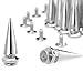 RUBYCA 25MM 30 Sets Large Metal Big Tree Spikes and Studs Metallic Screw-Back for DIY Leather-Craft Silver Color