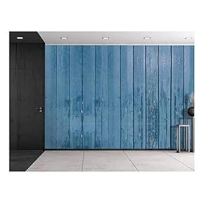 Blue Wooden Fence Panels - Wall Mural, Removable Sticker, Home Decor - 66x96 inches