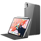 i-Blason Halo V2.0 Series Case Designed for iPad Pro 11 Inch Case 2018, [for use ONLY with Smart Keyboard; Compatible with Official Smart Cover] Hybrid Protective Case with Pencil Holder, Clear, 11"