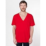 American Apparel Unisex Short Sleeve Deep V-neck T-Shirt (XL) (Red)