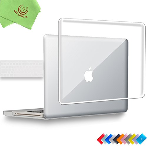 UESWILL 2in1 Glossy Crystal Clear See Through Hard Shell Case with Silicone Keyboard Cover for MacBook Pro 13