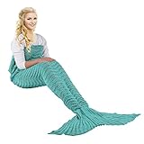Handmade Mermaid Tail Blanket Crochet , T-tviva All Seasons Warm Knitted Bed Blanket Sofa Quilt Living Room Sleeping Bag for Kids and Adults(72.8