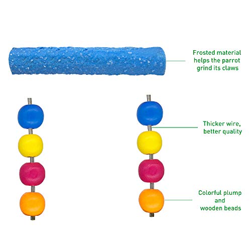 Bird Ladder Parrot Toys, Rough Surface Perch Grinding Nail Cage Accessories Toys for African Gray and Medium Bird