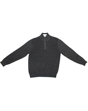 Men's Four Button Mock Neck Pullover Logo Sweater