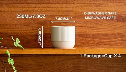 4 Pcs 8 oz Espresso Cups Set, 230ml Ceramic Coffee Cups, Small Tea & Demitasse Cups for Tea or Coffee, Coffee Mug for Home or Office