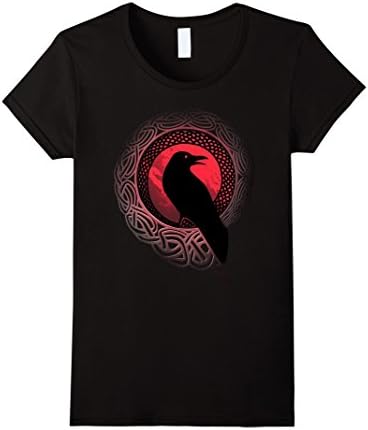 Womens Odin with Huginn and Muninn Raven T-Shirt Small Black