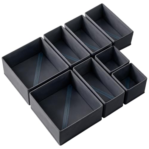 Niviy Organizador Armario 8 Piezas Caja Organizadora Ropa Gris Oscuro | Tela no Tejida Organizadores Plegables para Cajones y Estanterías para Ropa, Calcetines, Ropa Interior