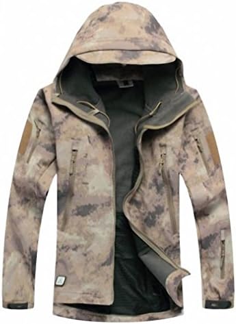Army Camouflage Man Coat Military Jacket Waterproof Windbreaker Tactical Softshell Hoodie Jacket Winter Outwear Coffee Camo XS